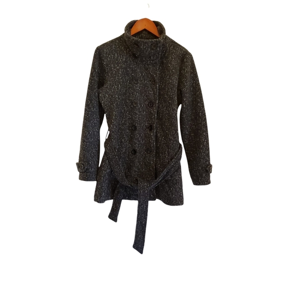 Ike Behar Double Breasted Womens Fleece Soft Belted Jacket Size Medium Gray - Picture 8 of 13